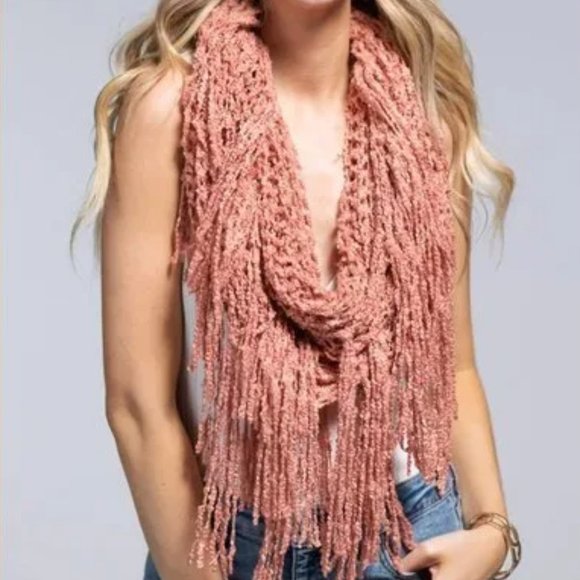 Boho Speckle Stripe Tassel Scarf